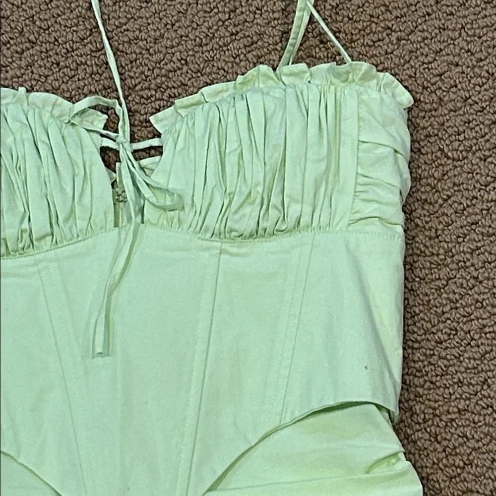 Oh Polly Sunshine Retreat Strappy Corset Mini Dress size 2 Lime Green Bodycon - Picture 5 of 16